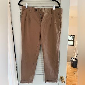 All Saints Tallis Slim Fit Cropped Tapered Pants (Brown)